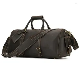 Duffel Bags Real Genuine Cow Leather Men Women Travel Big Handbag Carry On Luggage Shoulder Bag Male Female Weekend Ftness Duffle