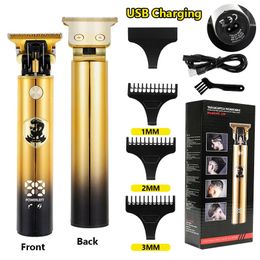 LCD Hair Clippers Professional Hair Cutting Machine Beard Trimmer For Men Barber Shop Electric Shaver Vintage T9 Hair Cutter 240408