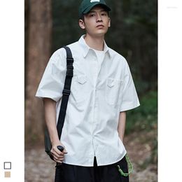 Men's Casual Shirts Boy Mountain Short Sleeve White Outdoor Work Clothes