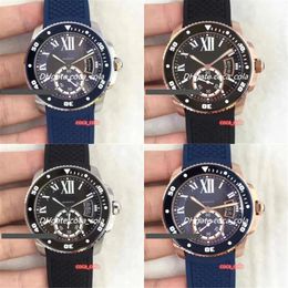 TOP Edition Chronography 42mm Wristwatch Calibre Black Dial ETA 2824 Automatic Diver Ceramic Outer Ring Men's Rubber Watch New Mens Watches 7100055 -1