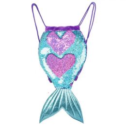 Backpacks 21 Inches Sequin Drawstring Backpack Mermaid Tail Shape Multipurpose Storage Pouch Sports cute casual backpack fashion daypacks