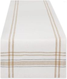 Table Cloth French Stripe Linen Runners Dresser Scarf Decor Farmhouse Holiday Kitchen Reusable Washable Dining