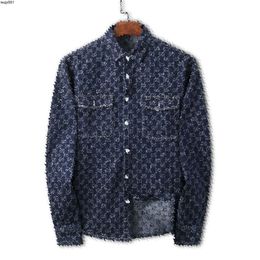 Designers Coats Jackets Men Letter Front Pocket Denim Lapel Blue