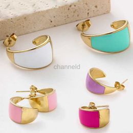 Other Aesthetic Colourful Enamel Hoop Earrings for Women Stainless Steel Wide Dangle Earrings Women Jewellery Female Party Wedding Gifts 240419