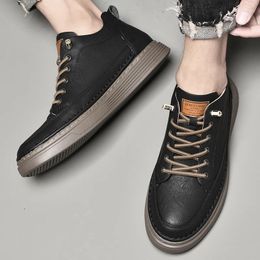 Casual Shoes Leather Men's Sneakers Fashion Man Height Increasing 5CM High Quality Men For Big Size 47