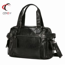 Briefcases Brand Fashion Pu Leather Men's Briefcase Large Capacity Men Messenger Bag Crossbody for Men Black Business Travel Bags Shoulder