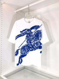 T-shirt Mens Clothing Designer Womens French Fashion Couples Horse Pattern Printed Round Neck Short Sleeved