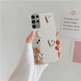 Cell Phone Cases Suitable for Samsung Galaxy S23 Ultra S22 Plus 5G S10 S10e Glossy 3D Love Heart Mirror Phone Case S23 Ultra S22 Ultra S22Plus Cover S 23 22 J240418