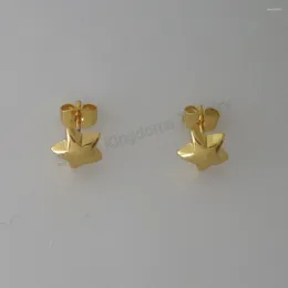 Stud Earrings STAR SHAPED PLAIN SURFACE YELLOW GOLD COLOR EARRING WIDTH 0.35"