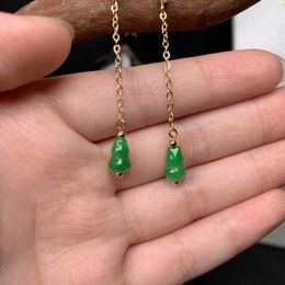 Dangle Earrings Green Jade Gourd Beads Jadeite Gemstone Emerald Stone Gifts Women 925 Silver Designer Natural Talismans Jewellery Gift