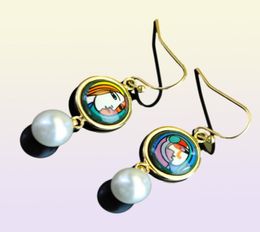 18K goldplated enamel earring for women Woman Before a Mirror Series drop earringsTop quality pearl earrings designer jewelry138561906221