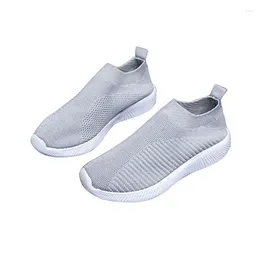 Fitness Shoes Women Flat Breathable Knitted Mesh Walking Sneakers Comfortable Soft Sock For Spring Autumn