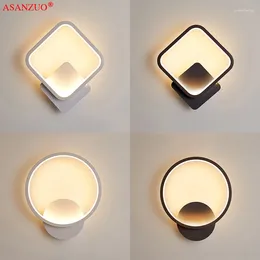 Wall Lamps Black White Aluminium Ring LED Light Simple Indoor Home Decor Living Room Bedroom Bedside Sconce AC85-265V