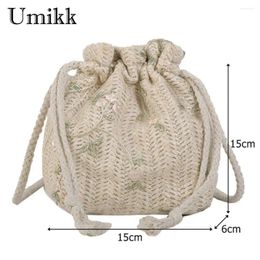 Bag Simple Drawstring Shoulder Crossbody Handbags Women Lace Flower Decor Sling Bags