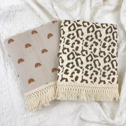 Blankets Muslin Swaddle Blanket Fringe Wrap Gauze For Baby Kid Infant Toddler Tassel Monthly