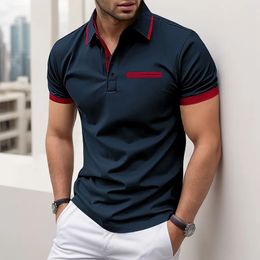 New Summer Mens Casual Short sleeved Polo Shirt Fashion Flip Collar T-shirt Mens Breathable Polo Shirt Mens Top 240415