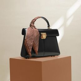 Drawstring ITAMOOD-Genuine Leather Handbag For Women Luxury Crossbody Bag Fashionable And Versatile Scarf Decor
