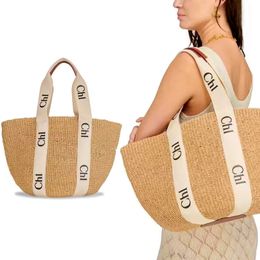 Luxury Woody Straw weave basket beach bag Designer handbag Raffias summer Womens mens Clutch shop bags Vintage Crossbody travel luggage Shoulder vacation tote bags