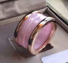 Korean ceramic man and woman pink ring high quality luxury jewelry designer stainless steel 2020 new gift couple ring whole pe3186853