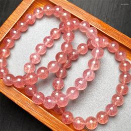 Link Bracelets 10MM Natural Clear Strawberry Quartz Bracelet Crystal Reiki Healing Stone Fashion Jewelry Gifting Gift For Women 1pcs