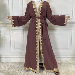 Ethnic Clothing Dubai Turkey Kaftan Muslim Cardigan Abaya Dresses For Women Fashion Embroidery Open Casual Robe Femme Caftan Islam Clothes