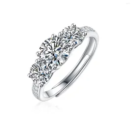 Cluster Rings Na 2024 Women Wedding Promise Rhodium Plated Moissanite Engagement 925 Sterling Silver Mossanite Jewelry
