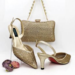 Dress Shoes Doershow Arrival And Bag Set African Sets 2024 Gold Nigerian Women Matching Bags For Wedding! HRF1-35