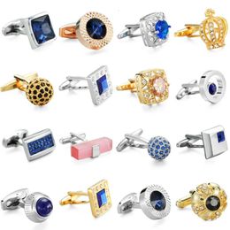 Brand high quality craft high grade brand zircon crystal cufflinks fashionable mens French shirt Cufflinks wholesale 240419