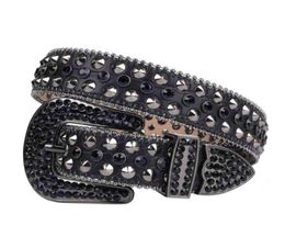 New Gothic Punk Style All Black Bling Rhintone Belt DiamondSpike Studded Crocodile Leather Belt Cool Accsory6829864