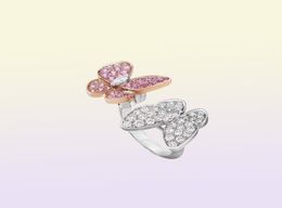 Fashion Crystal Butterfly Rings For Women Girls Original Stackable Charm Ring Fit Couple Family Friend Party Jewelry296b4553256