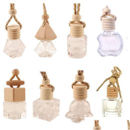 Essential Oils Diffusers Stock Car Hanging Glass Bottle Empty Per Aromatherapy Refillable Diffuser Air Fresher Fragrance Pendant Ornam Dhgfy