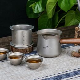 Teaware Sets Pure Titanium Lightweight Camping Teacup Fall-proof Tea Set Portable Kungfu Vessel Environmentally Healthy Teapot And