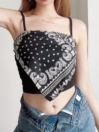 Summer Sexy Streetwear Printing Cute Crop Tops For Women Fashion Clothes Y2k White Corset Top Short Black Cami Under Shirt Bras 240419