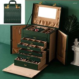 Jewelry Pouches Leather Box Exquisite Double Personalized Vertical Organizer With Secret Code Storage Packaging Supplies