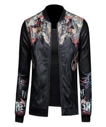 Spring Autumn Men Floral Jacket Jaqueta Masculina Slim Fit Bomber Print Jacket Men Vintage3417369