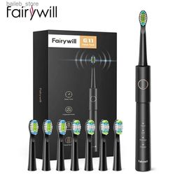 Toothbrush Fairywill Sonic Electric Toothbrush E11 Waterproof USB Charge Rechargeable Electric Toothbrush 8 Brush Replacement Heads Adult Y240419