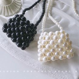 Bags Hyuna wind pearl mini bag retro manual bag string beads