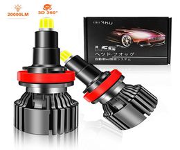 H1 H11 360 H7 H8 20000LM HB3 HB4 Bulbs 9012 HIR2 9005 9006 8 Sides Canbus Car Headlight LED Fog Light 120W 6000K Auto Headlamp3144980