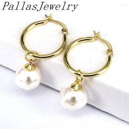 Dangle Earrings 6Pairs White Pearl Vintage Punk Circle Charm Metal Texture Geometric Imitation Pearls Fashion Jewelry Gift