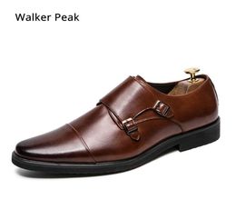 Dress Shoes Size 3848 Mens Double Monk Strap Oxford Leather Square Toe Classic Casual Comfortable Gradual Loafer Brand3375507