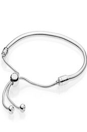 925 Sterling Silver Bracelet Moments Sliding Clasp Adjust Pan Bracelet Bangle Fit Women Bead Charm Diy Europe Jewellery CX2006237450898