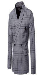 Suits Blazers are Men039s autumn checked double breasted business casual suit for men9475369