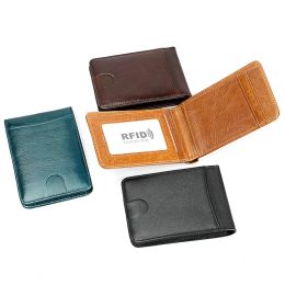 Wallets RFID Blocking Genuine Leather Short Man Wallet Mini Women Money Bag Cowhide Men's Credit Card Holder Small Purse For Male