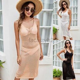 Basic Casual Dresses Designer Dress Summer women's hollowed out knitted camisole long skirt sexy seaside vacation long knitted skirt