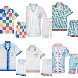 Casablanc Shirt Designer Magni da uomo Shirt e pantaloncini mesh set di casicca da polo masao masao san magliette di seta sciolte