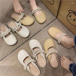 Slippers Pearl Toe Wearing Korean Fairy Style Flat Bottomed Fashionable On The Outside