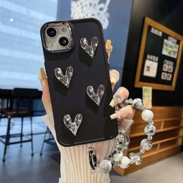 Cell Phone Cases IPhone Phone Cover Silver Heart Protector Suitable for iPhone 15 14 12 11 Pro Max Case Metal Camera Frame Phone Case Fashionable J240418