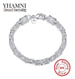 YHAMNI Luxury Original 925 Sterling Silver Bracelet Curb Chain Fashion MenWomen Bracelet With S925 Stamp Sterling Silver Jewellery 2400965