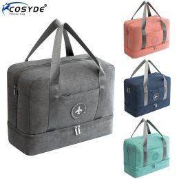 Bags Men Double Layer Gym Bag Dry And Wet Separation Package Beach Bag Women Packing Cubes Clothing Shoes Duffle Pouch Handbag New