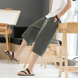 Men's Pants Versatile Cotton And Linen Loose Summer Korean Version Trend Capris Straight Leg